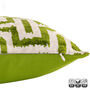 Geometric Green Ikat Silk Velvet Cushion Cover 40x60cm, thumbnail 2 of 6