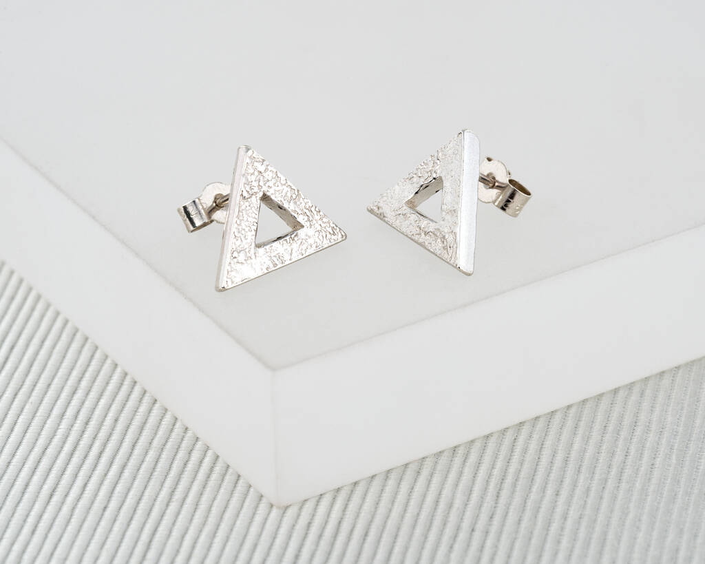 Geometric Triangle Solid Silver Studs By Nicola Hurst Designer