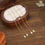Sterling Silver Green Opal Oval Threader Earrings, thumbnail 6 of 11