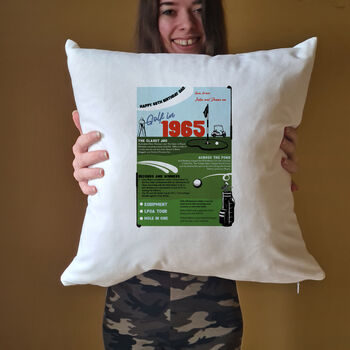 Birthday Gift For Golfer Personalised Birth Year Cushion, 3 of 6