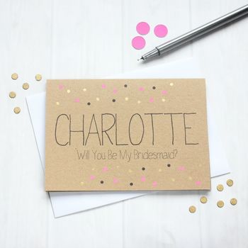 Personalised 'Be My Bridesmaid' Gold Dots Wedding Card, 3 of 5