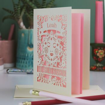 Personalised Sunshine Valentines Laser Cut Card, 5 of 6