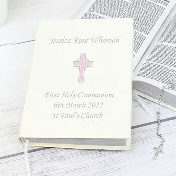 Personalised Pink Cross Holy Bible, 3 of 4