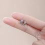 Sterling Silver Opal Blue Cz Flower Stud Earrings, thumbnail 4 of 12