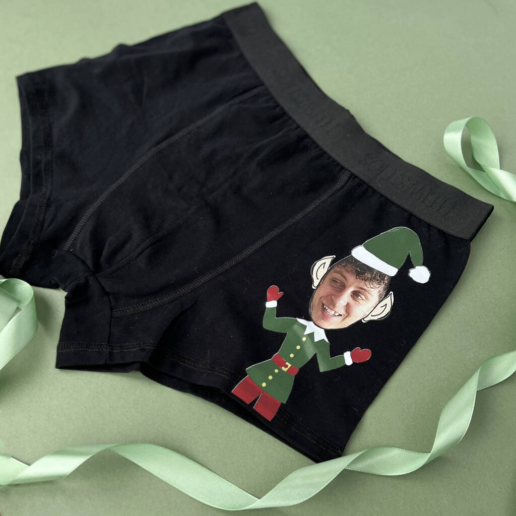 Elf Photo Upload Christmas Underwear, 1 of 3