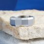 Silver Engraved 8 Mm Geometric Band Ring For Men And Women, thumbnail 6 of 12