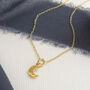 Tiny Gold Plated Crescent Moon With Star On 16' Chain, thumbnail 1 of 9