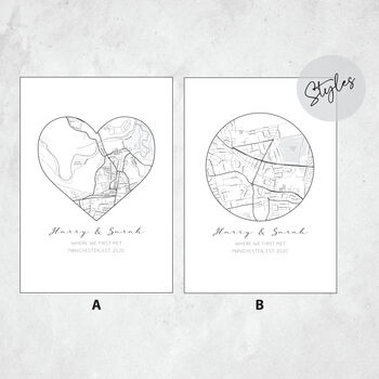 Personalised Where We First Met, Location Gift Print, 4 of 9