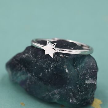 Sterling Silver Dainty Star Open Ring, 2 of 11