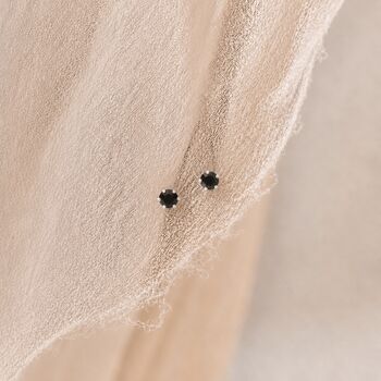3mm Sterling Silver Onyx Black Crystal Stud Earrings, 3 of 4