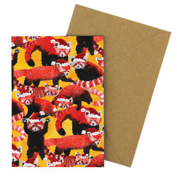 Pack Of Christmas Red Pandas Greetings Card, 2 of 6