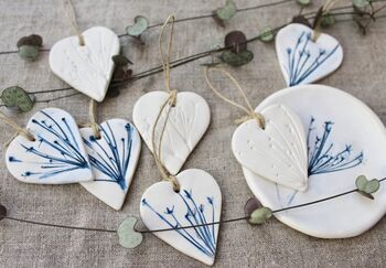 Botanical Impressed Ceramic Hearts, 4 of 7
