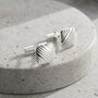 Ribbed Silver Square Cufflinks, thumbnail 1 of 4