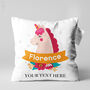 Personalised Rainbow Unicorn Name Cushion, Gift For Little Girls, thumbnail 1 of 6