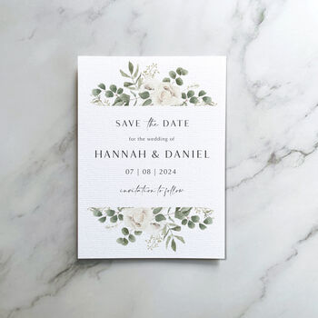 Hannah White Floral Wedding Invitaiton, 3 of 6