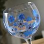 Blue Forget Me Not Painted Gin Glass, thumbnail 3 of 7