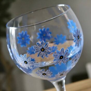 Blue Forget Me Not Painted Gin Glass, 3 of 7