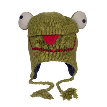 Frog Hand Knitted Woollen Animal Hat, 4 of 5