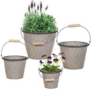 Set Of Four Vintage Rippled Bucket Planters, 2 of 10