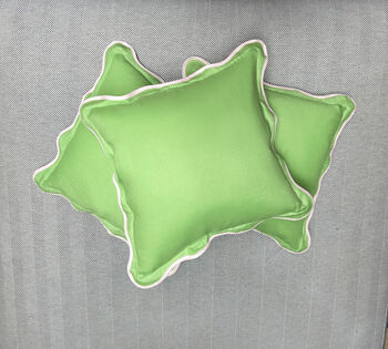 Green Scalloped Linen Cushion Cover, 2 of 4