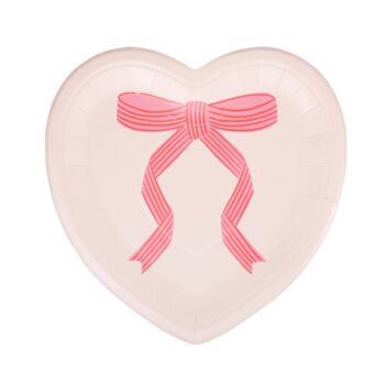 Valentines Pink Bow Party Heart Plates X Eight, 2 of 3