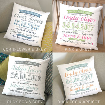 Personalised Typographic Baby Arrival Cushion, 5 of 5