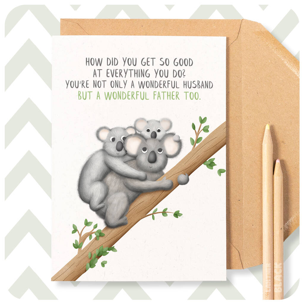 Koalas Cute Father's Day Card For Husband Dad Birthday, 1 of 6