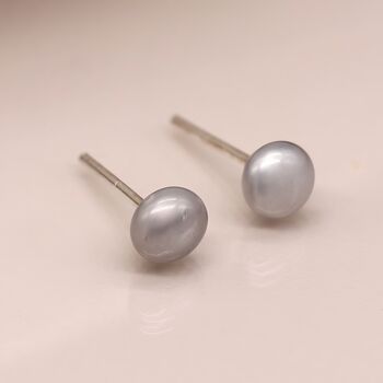 Sterling Silver Grey Freshwater Pearl Stud Earrings, 3 of 10