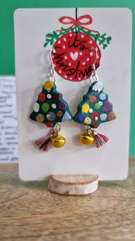 Christmas Colour Tree Painted Earrings With Stand, 9 of 11
