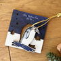 Penguin Personalised Wood Christmas Card And Bauble, thumbnail 2 of 6