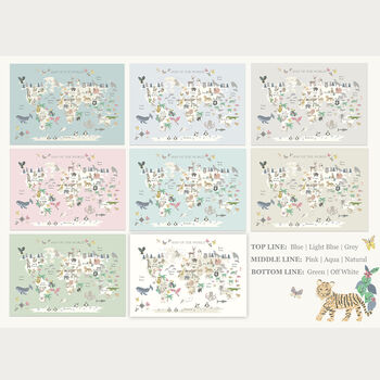 Floral Animal World Map Print, 4 of 8