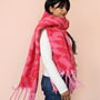 Pink And Red Wavy Checkerboard Winter Scarf, thumbnail 1 of 4