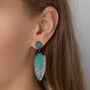 Antique Bronze And Turquoise Spear Drop Earrings, thumbnail 2 of 3