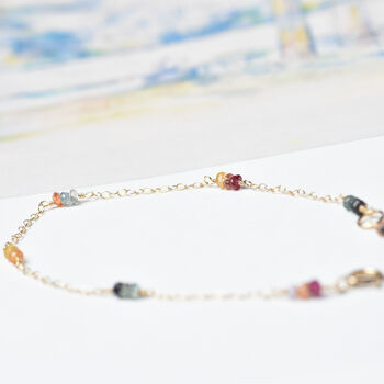 Multicoloured Sapphire Dainty Chain Bracelet, 2 of 9