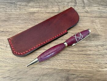 Brown Leather Pen Sleeve, Pen Case, 5 of 9