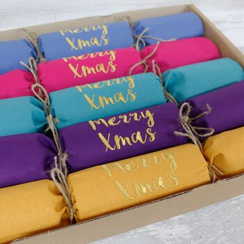 Reusable Cracker Personalised Fabric Napkins Bright Set, 4 of 9