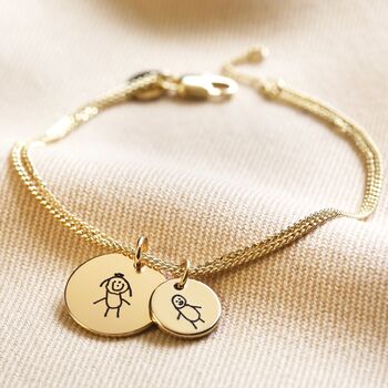 Personalised 'Your Drawing' Double Disc Charm Bracelet, 4 of 6