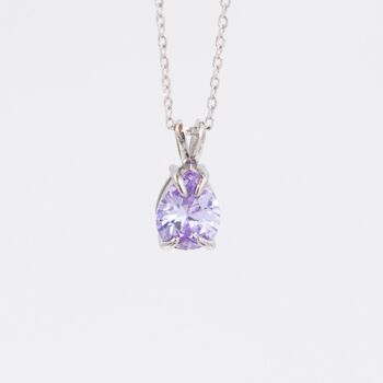 Sterling Silver Alexandrite Purple Blue Pear Cut Cz Necklace, 3 of 12