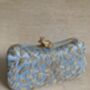 Handcrafted Raw Silk Rectangular Blue Clutch, thumbnail 1 of 10