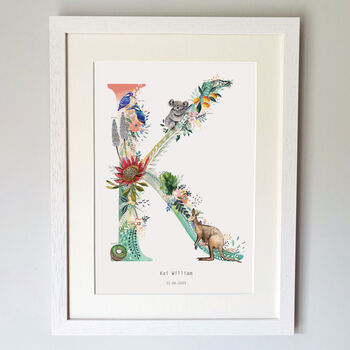 Personalised J To S Pastel Wildlife Letter Print, 6 of 12