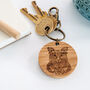 Personalised Owl Solid Oak Keyring, thumbnail 1 of 4