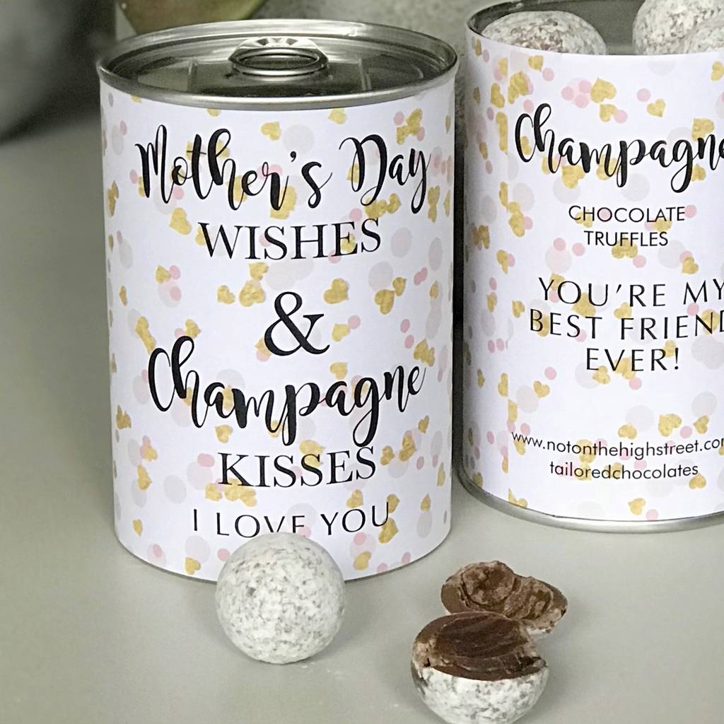 Personalised Mother's Day Champagne Truffles Tin By Tailored Chocolates