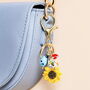 Beaded Sunflower Keyring And Bag Charm, thumbnail 3 of 3