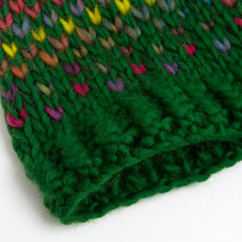 Ellie Easy Rainbow Forest Green Hat Knitting Kit, 4 of 5