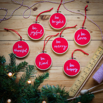 Joyful Embroidery Hoop Christmas Tree Bauble, 4 of 7
