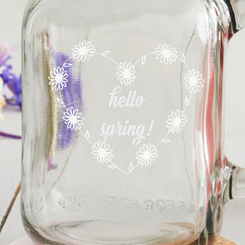 Personalised Daisy Heart Handled Drinking Jar, 2 of 5