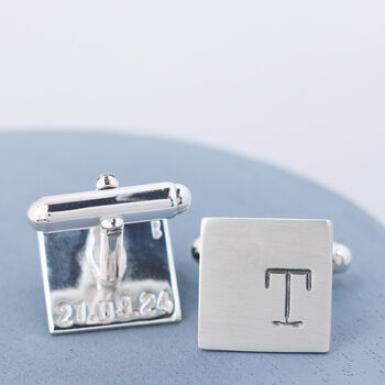 Sterling Silver Initial Cufflinks. Personalised Graduation Cufflinks, 4 of 12