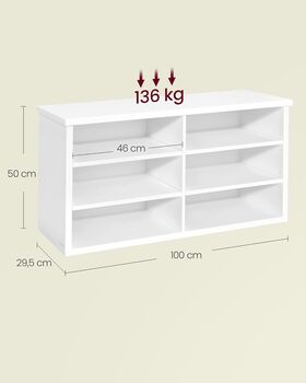 Shoe Bench Storage Bench With Six Compartments, 2 of 6