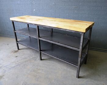 Industrial Reclaimed Tv Unit Shelf Steel And Wood 468, 3 of 6