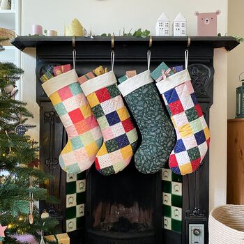 Traditional Patchwork Quilted Christmas Stocking, 4 of 12